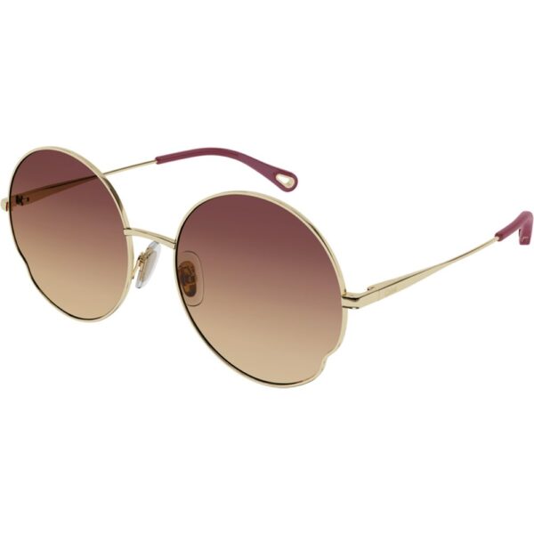 Occhiali da sole  Chloé Ch0095s cod. colore 004 Donna Rotonda Oro