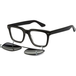 Occhiali vista  Exit Asr3001 cod. colore nero lucido + clip on fumo polarizzato Unisex Squadrata Nero