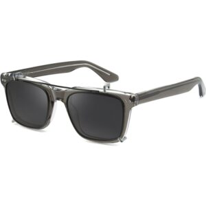 Occhiali vista  Exit Asr3001 cod. colore grigio trasparente lucido + clip on fumo polarizzato Unisex Squadrata Grigio