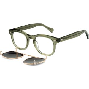 Occhiali vista  Exit Asr3006 cod. colore verde trasparente lucido + clip on fumo polarizzato Unisex Squadrata Verde