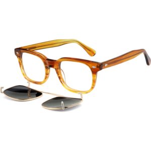 Occhiali vista  Exit Asr3007 cod. colore marrone striato lucido + clip on fumo polarizzato Unisex Squadrata Marrone