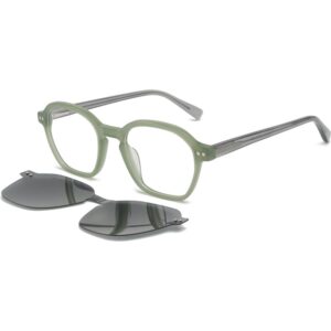 Occhiali vista  Exit Ast6385 cod. colore verde trasparente - grigio opaco + clip on fumo polarizzato Unisex Squadrata Verde