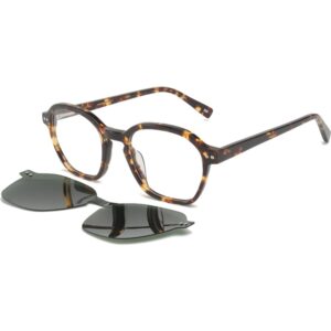 Occhiali vista  Exit Ast6385 cod. colore tartaruga scuro lucido + clip on g15 polarizzato Unisex Squadrata Havana