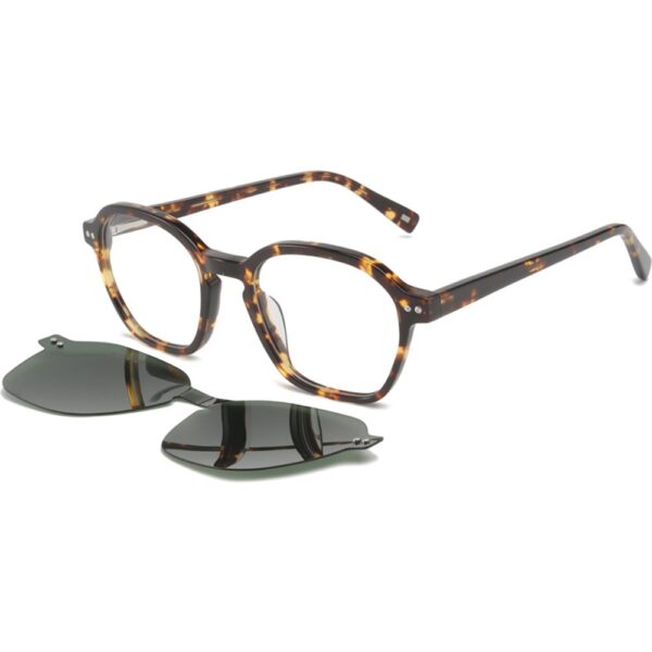 Occhiali vista  Exit Ast6385 cod. colore tartaruga scuro lucido + clip on g15 polarizzato Unisex Squadrata Havana