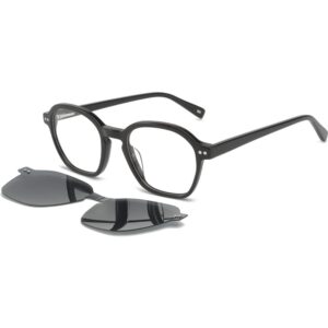 Occhiali vista  Exit Ast6385 cod. colore nero lucido + clip on fumo polarizzato Unisex Squadrata Nero