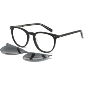 Occhiali vista  Exit Ast6472 cod. colore nero lucido + clip on fumo polarizzato Unisex Rotonda Nero