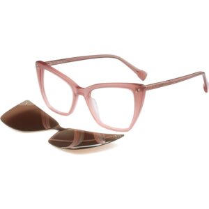 Occhiali vista  Exit Ast6467 cod. colore rosa trasparente lucido + clip on marrone polarizzato Donna Cat eye Rosa