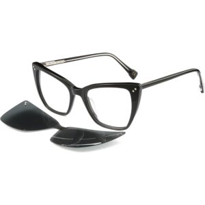 Occhiali vista  Exit Ast6467 cod. colore nero lucido + clip on fumo polarizzato Donna Cat eye Nero