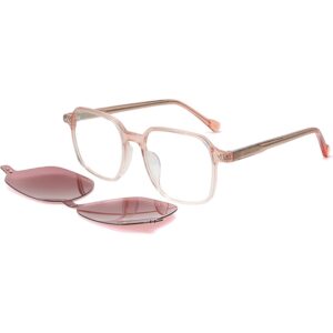 Occhiali vista  Exit Ast6398 cod. colore rosa trasparente lucido + clip on rosso polarizzato Unisex Squadrata Rosa