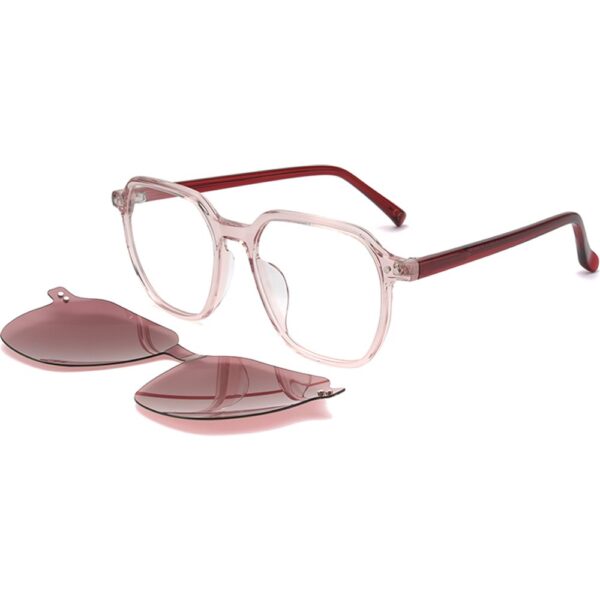 Occhiali vista  Exit Ast6400 cod. colore rosa trasparente - rosso lucido + clip on rosso polarizzato Unisex Squadrata Rosa