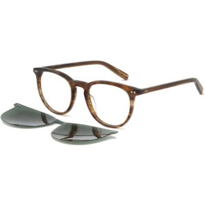 Occhiali vista  Exit Ast6472 cod. colore marrone striato lucido + clip on g15 polarizzato Unisex Rotonda Marrone