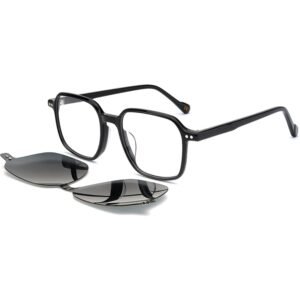 Occhiali vista  Exit Ast6398 cod. colore nero lucido + clip on fumo polarizzato Unisex Squadrata Nero