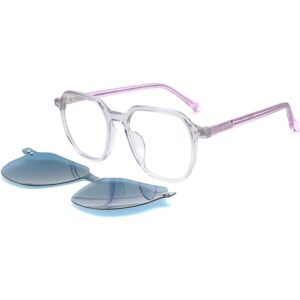 Occhiali vista  Exit Ast6400 cod. colore grigio trasparente - viola lucido + clip on blu polarizzato Unisex Squadrata Grigio