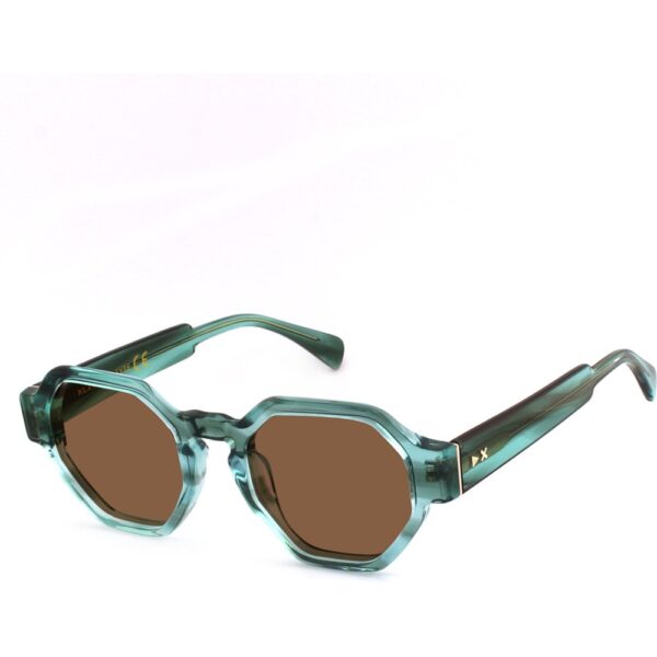 Occhiali da sole  Xlab Mod. leyte cod. colore verde striato trasparente / marrone polarizzato Unisex Geometrica Verde strisciato