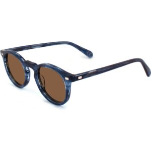 Occhiali da sole  Xlab Mod. tasmania 2.0 cod. colore blu striato trasparente / marrone polarizzato Unisex Rotonda Blu striato