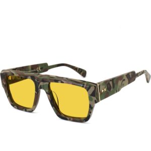 Occhiali da sole  Xlab Mod. wrangel cod. colore verde mimetico/giallo polarizzato Unisex Squadrata Verde