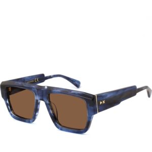 Occhiali da sole  Xlab Mod. wrangel cod. colore blu striato/marrone polarizzato Unisex Squadrata Blu