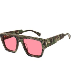 Occhiali da sole  Xlab Mod. wrangel cod. colore verde mimetico/rosa polarizzato Unisex Squadrata Verde